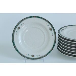 Studio Nova Adirondack Saucers Set of 8 Southwestern Geometric Stoneware 6.25"